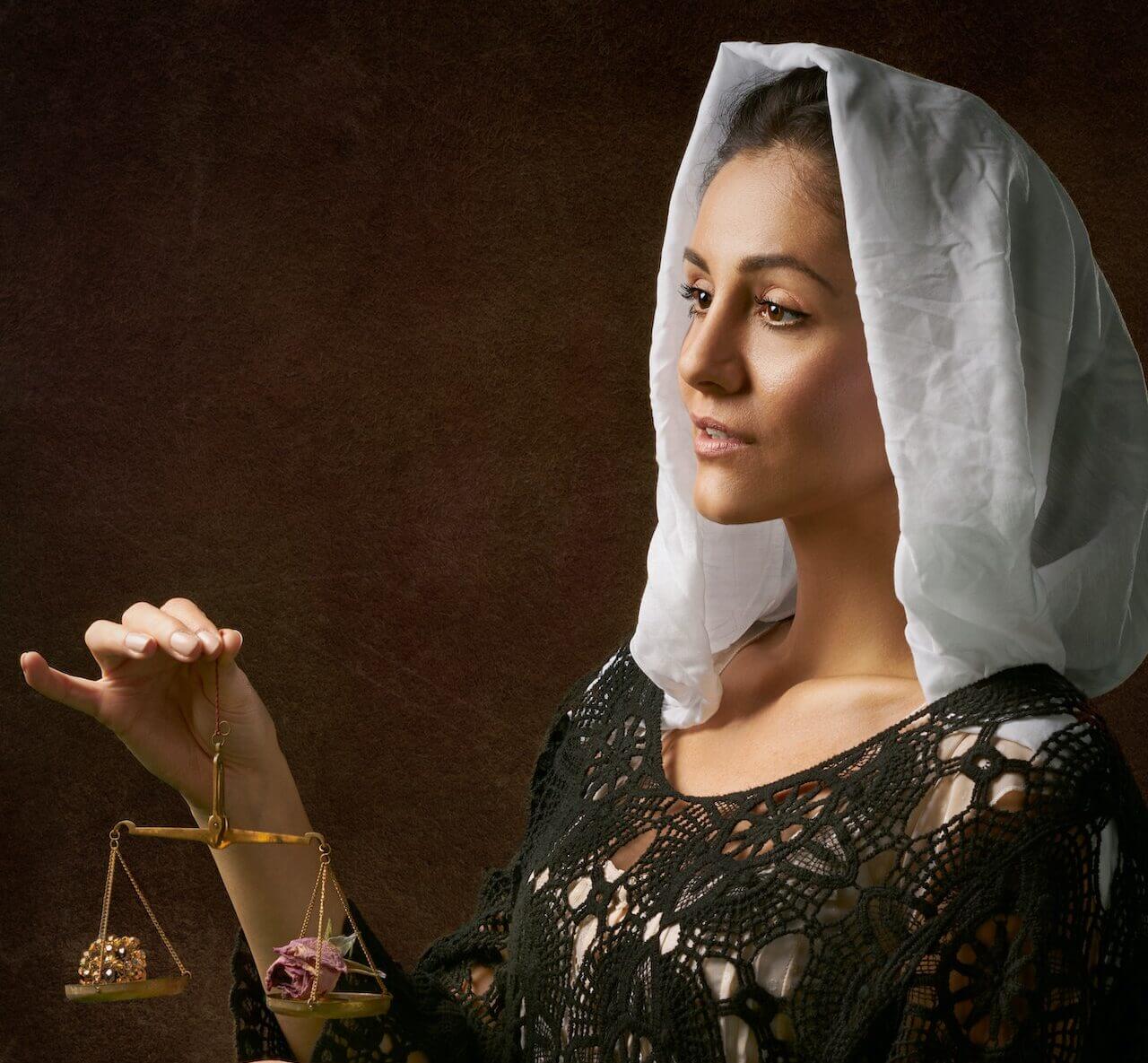 Woman with scales